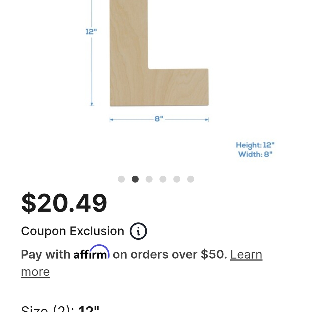 12" Wooden Craft Letters "G", "L", "D" - 3 Each, Willing To Split - Picture 2 of 4